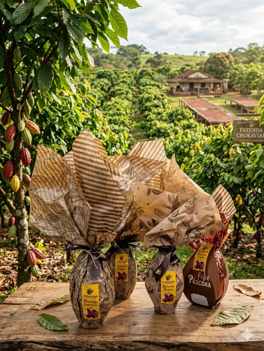 Ovos Chokaviar na fazenda de cacau
